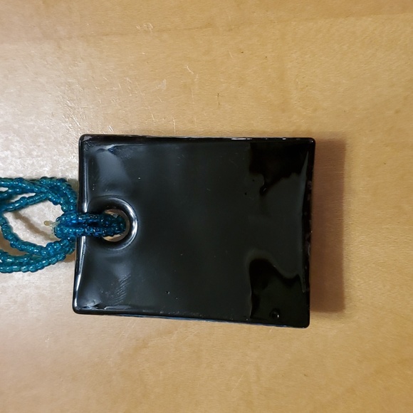 Women's Glass beaded necklace, Beautiful Unique design 💙💚💙 Decor Art Glass - Picture 3 of 4